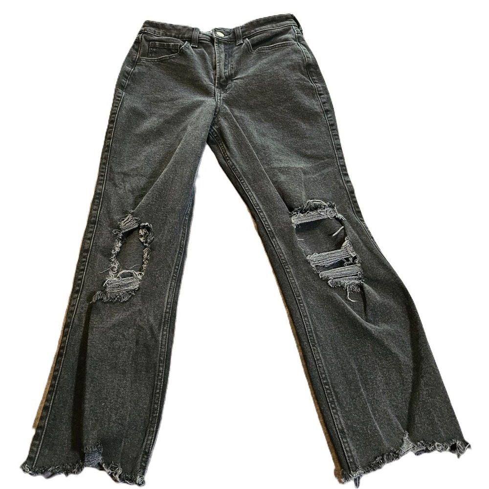 Hollister Women SZ 26 Ultra HighRise Vintage Straight/Stretch Distressed Raw Hem